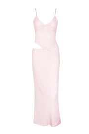 Navy Blue Sheer Cutout Fitted Dress