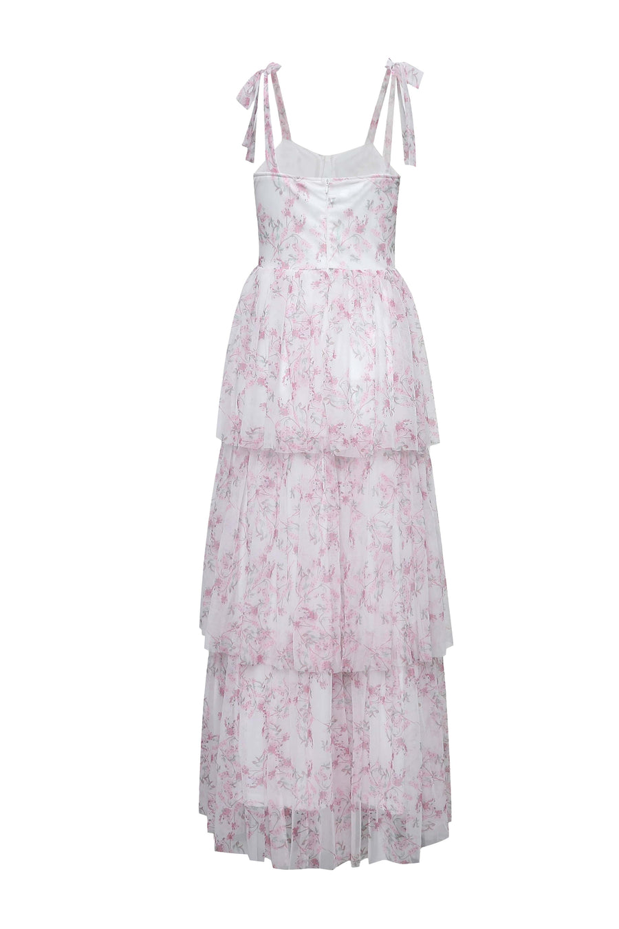 Pink Floral Corset A-line Ruffle Dress