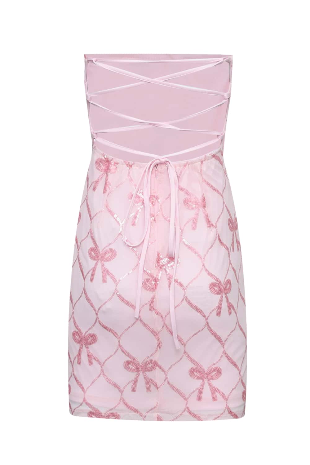 Strapless Pink Tight Short Dress with Lace-up Back