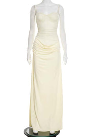 Straps Yellow Sheer Corset Long Dress