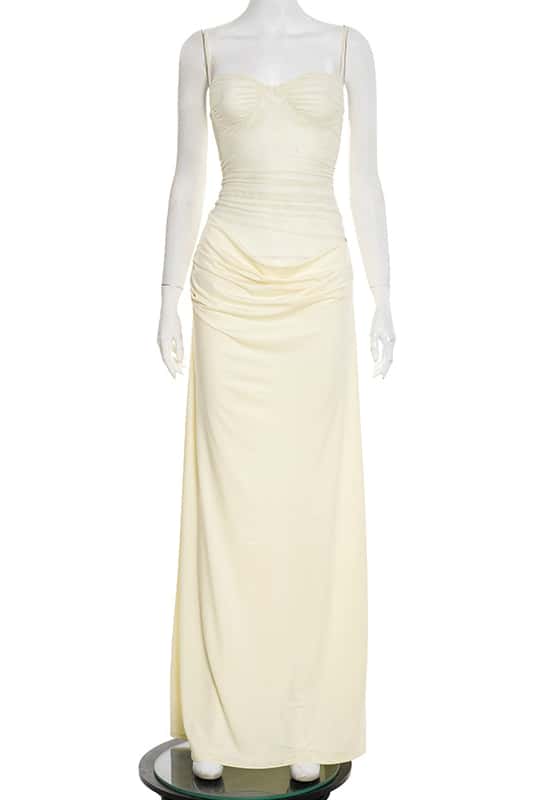 Straps Yellow Sheer Corset Long Dress