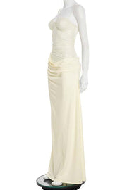 Straps Yellow Sheer Corset Long Dress