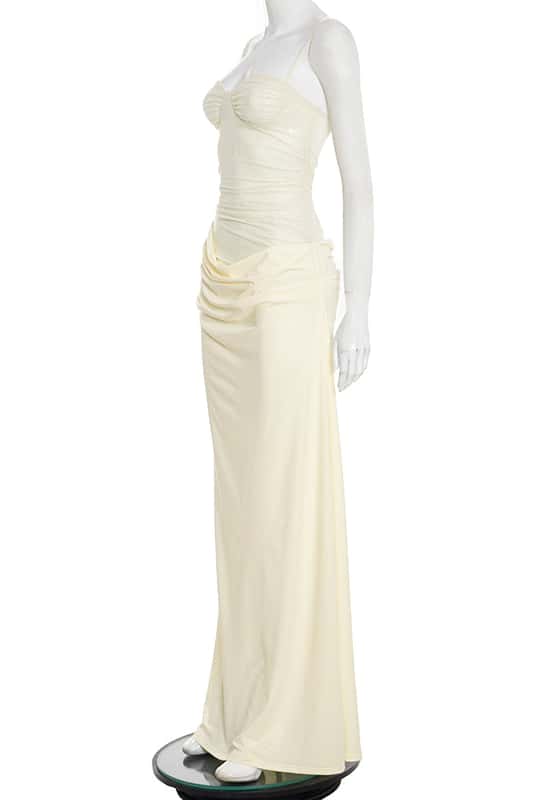 Straps Yellow Sheer Corset Long Dress