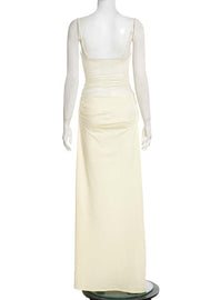 Straps Yellow Sheer Corset Long Dress
