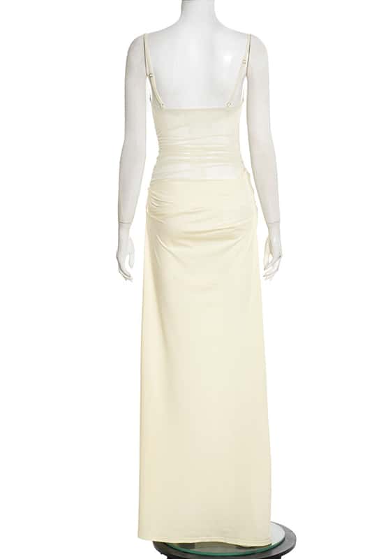 Straps Yellow Sheer Corset Long Dress