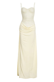 Straps Yellow Sheer Corset Long Dress