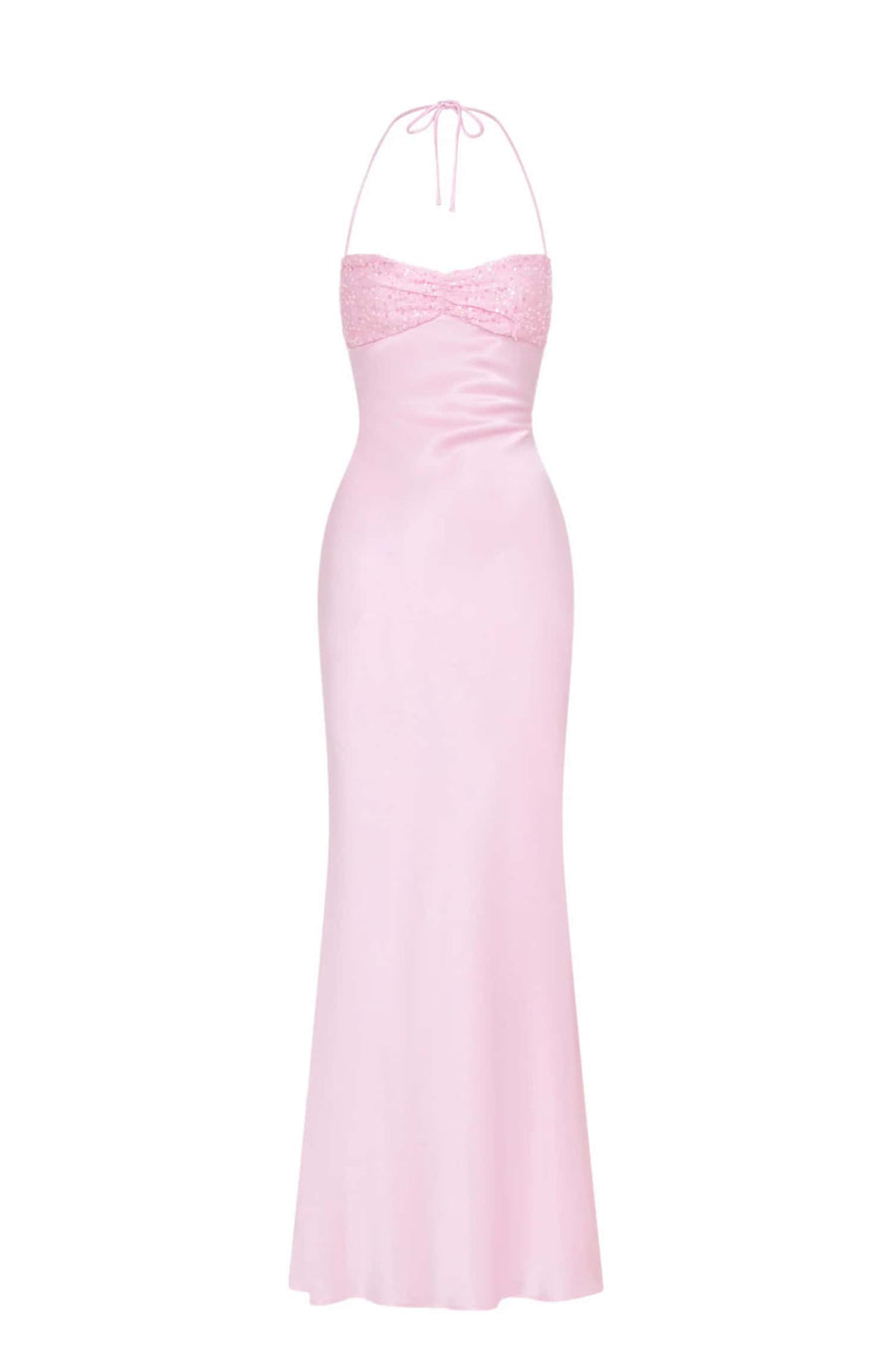 Halter Pink Satin Fitted Long Formal Dress Ohmollydress Halter Pink Satin Fitted Long Formal Dress Ohmollydress