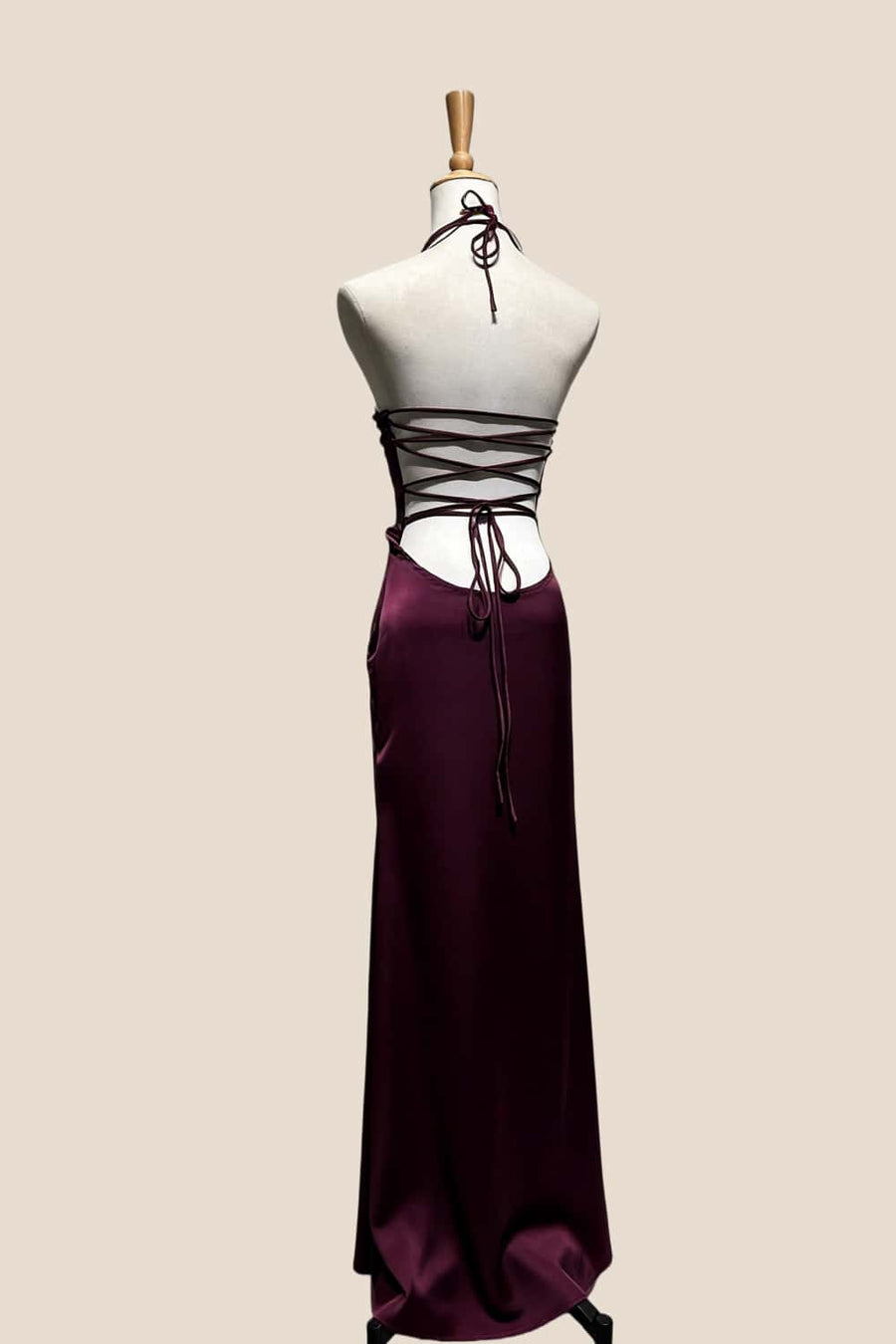 Halter Grape Satin Fitted Long Formal Dress Ohmollydress Halter Grape Satin Fitted Long Formal Dress Ohmollydress