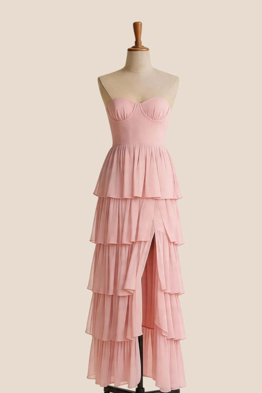 Light Blue Chiffon Sweetheart Ruffle Long Dress