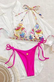 Red Halter Tie Two-piece Bikini Set
