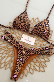 Red Halter Tie Two-piece Bikini Set