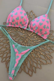 Red Halter Tie Two-piece Bikini Set