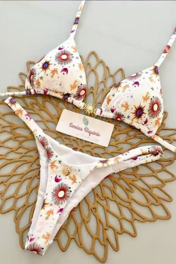 Red Halter Tie Two-piece Bikini Set