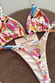 Red Halter Tie Two-piece Bikini Set