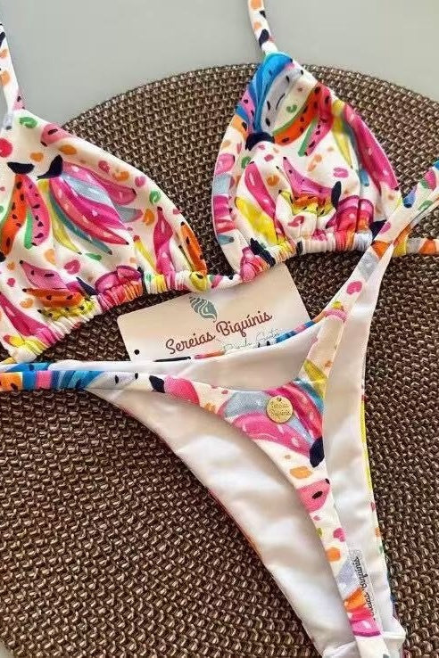 Red Halter Tie Two-piece Bikini Set