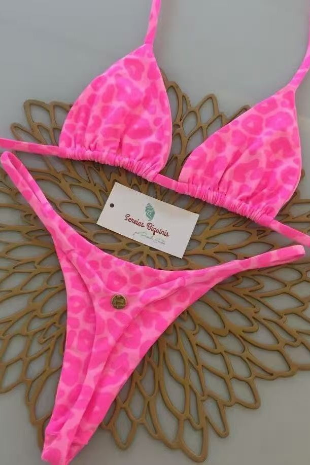 Red Halter Tie Two-piece Bikini Set