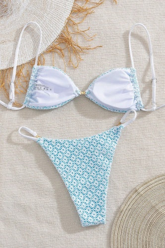 Light Blue Three-Point Two-Piece Bikini Set