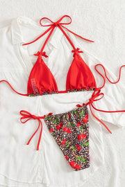 Red Print Two-Piece Bikini Set