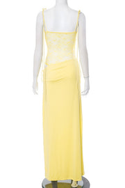 Straps Brown Sheer Tight Long Dress