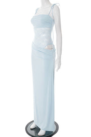 Straps Brown Sheer Tight Long Dress