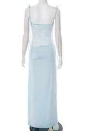 Straps Brown Sheer Tight Long Dress