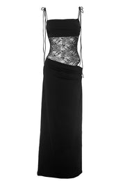 Straps Brown Sheer Tight Long Dress