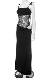 Straps Brown Sheer Tight Long Dress