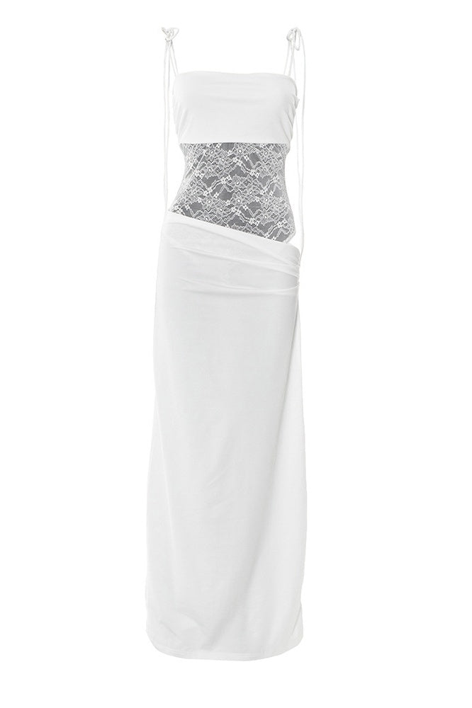 Straps Brown Sheer Tight Long Dress