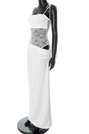 Straps Brown Sheer Tight Long Dress