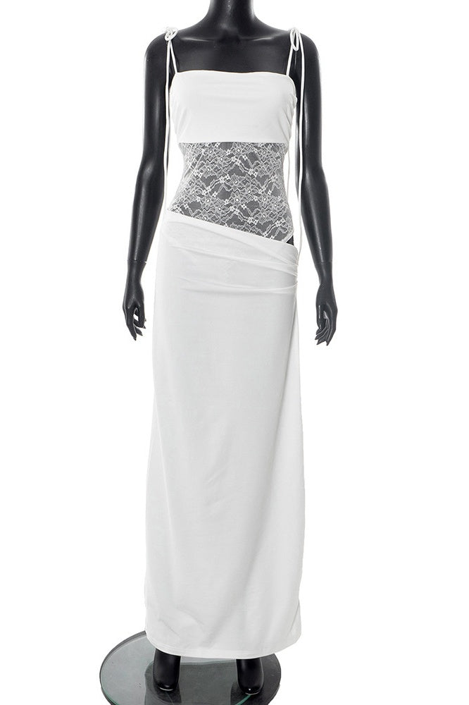 Straps Brown Sheer Tight Long Dress