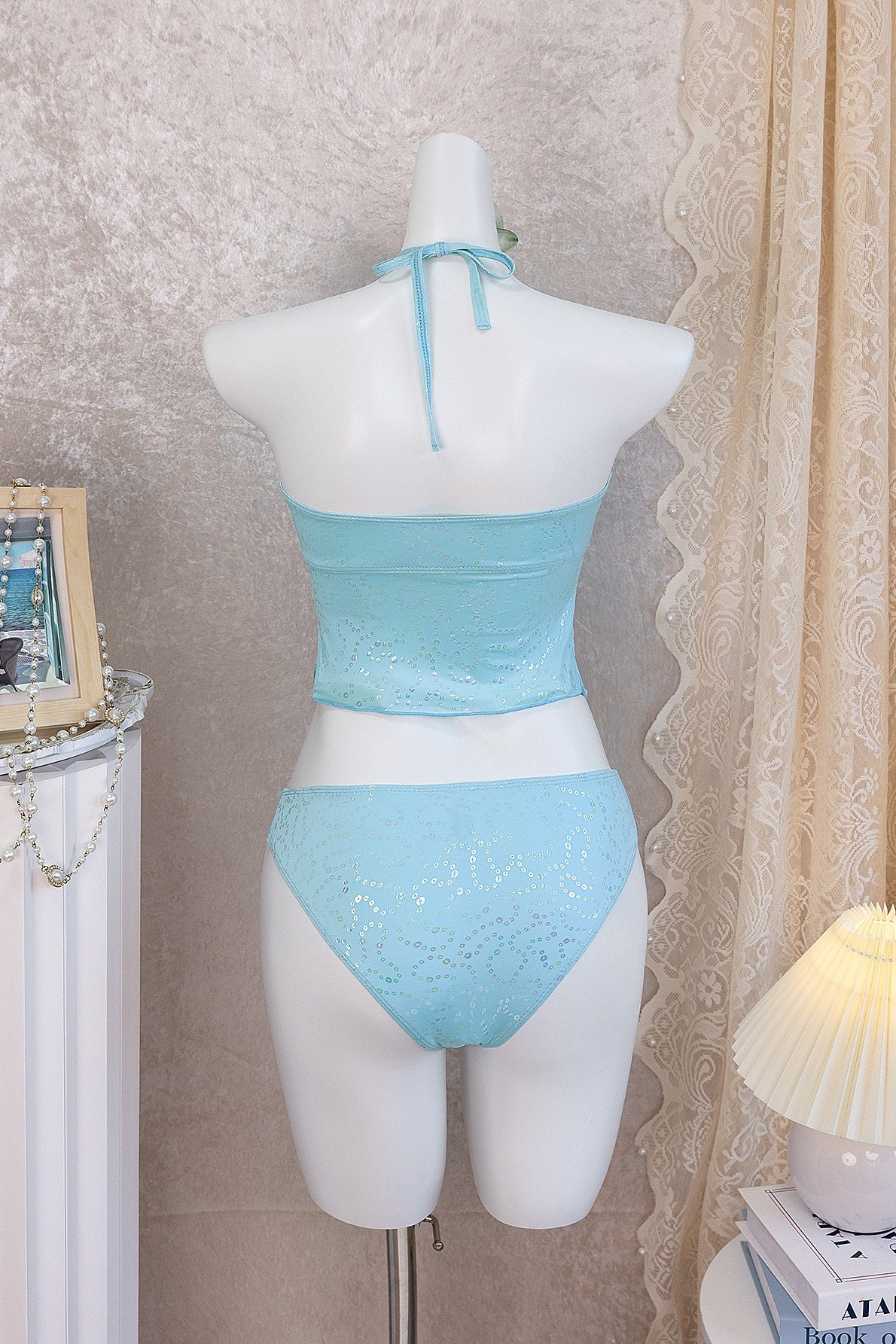 Blue Halter Two-Piece Bikini Set