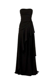 Sky Blue Strapless Ruched Slit Dress