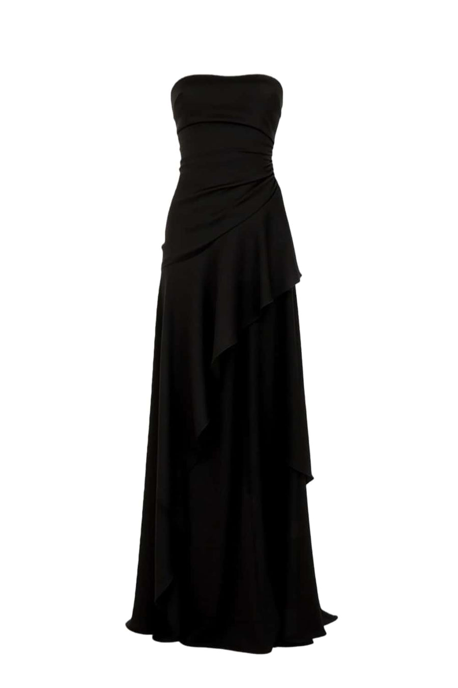 Sky Blue Strapless Ruched Slit Dress