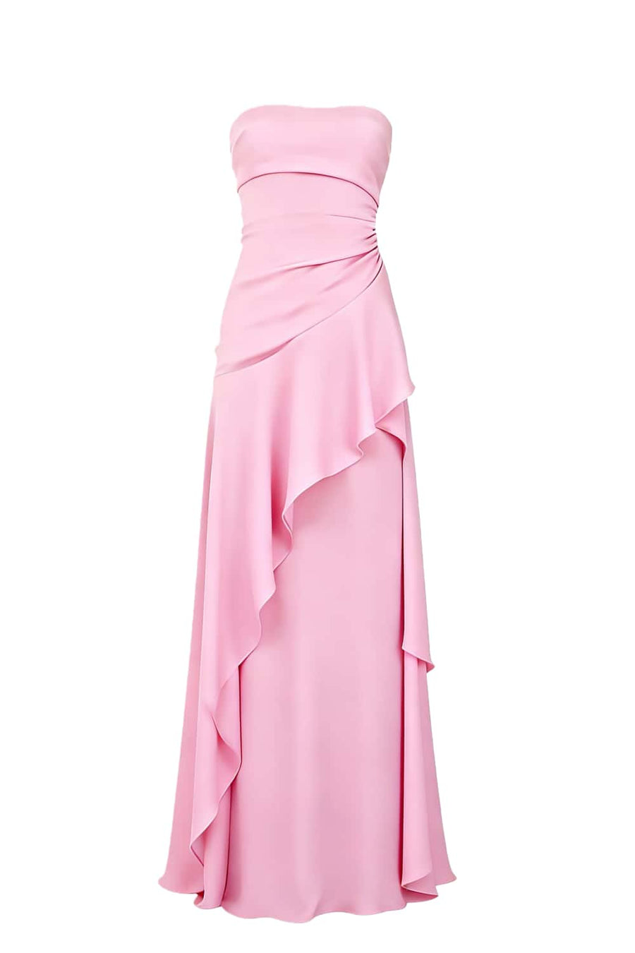 Sky Blue Strapless Ruched Slit Dress