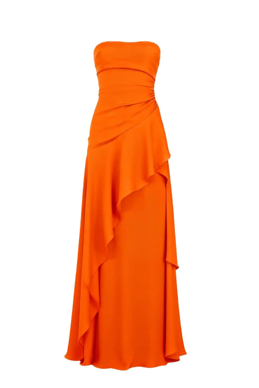 Sky Blue Strapless Ruched Slit Dress