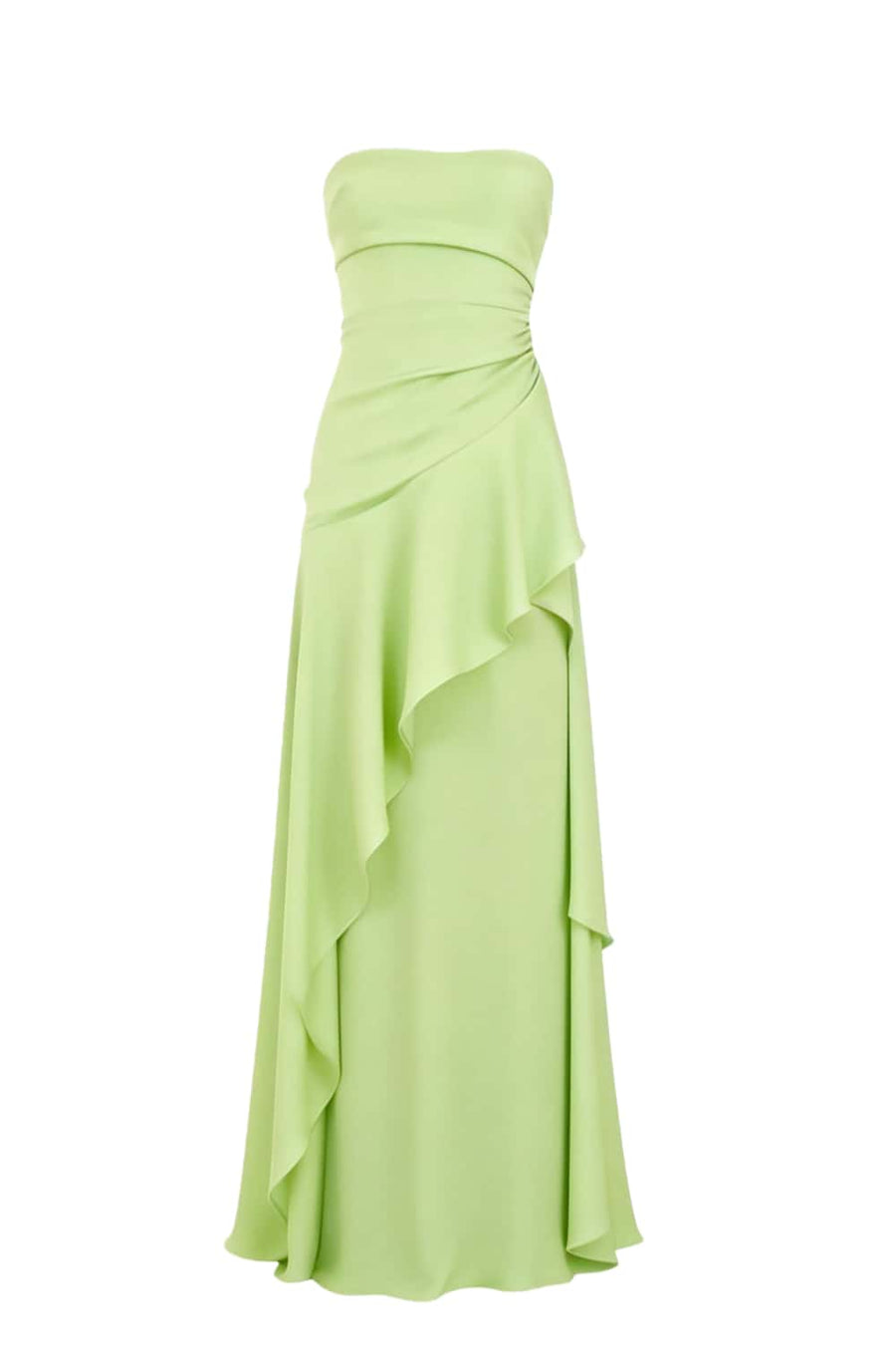 Sky Blue Strapless Ruched Slit Dress