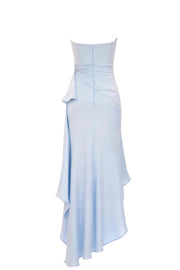 Sky Blue Sweetheart Ruched Long Dress