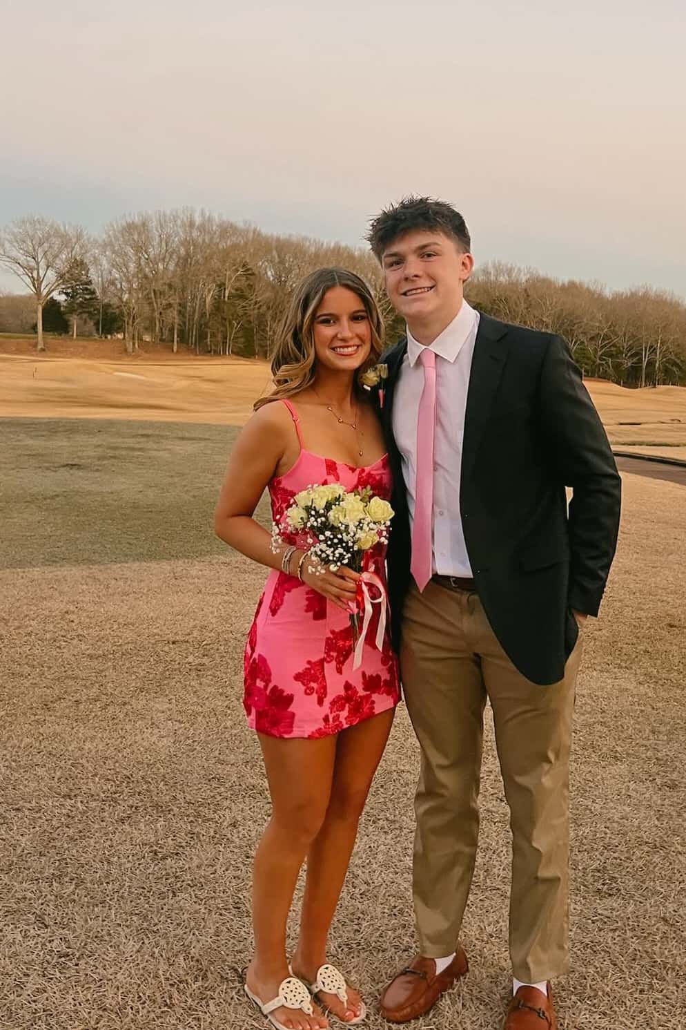 Hot Pink Jacquard Floral Fitted Short Dress