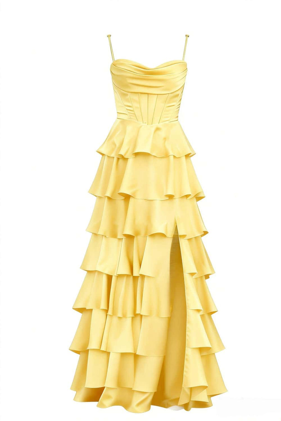 Cowl Neck Royal Blue Ruffle A-line Prom Dress