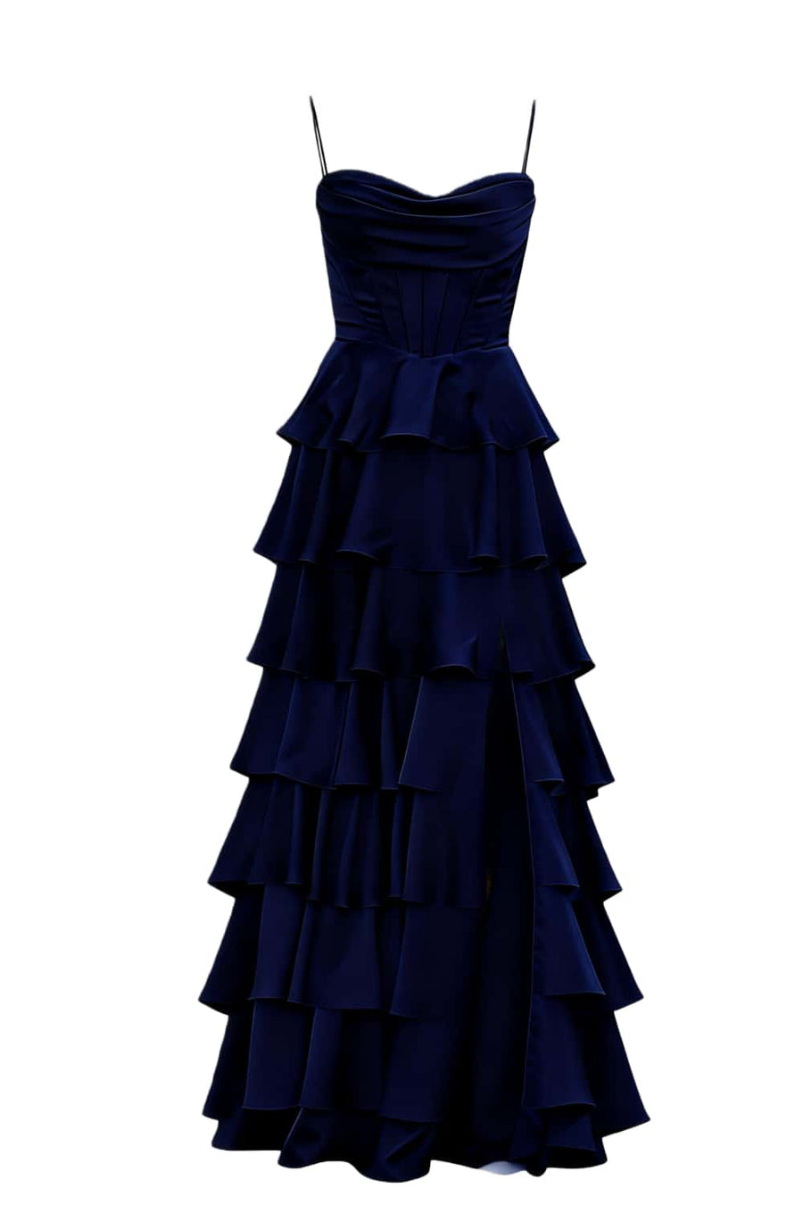 royal blue frill dress Cowl Neck Royal Blue Ruffle A-line Prom Dress Ohmollydress