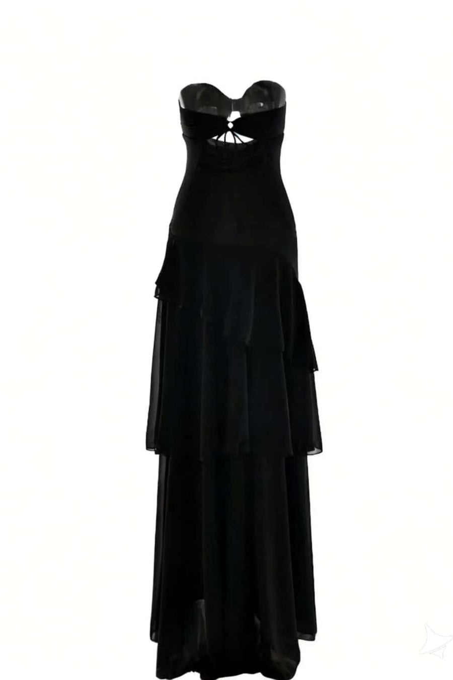 Keyhole Light Blue Chiffon Ruffle Maxi Dress