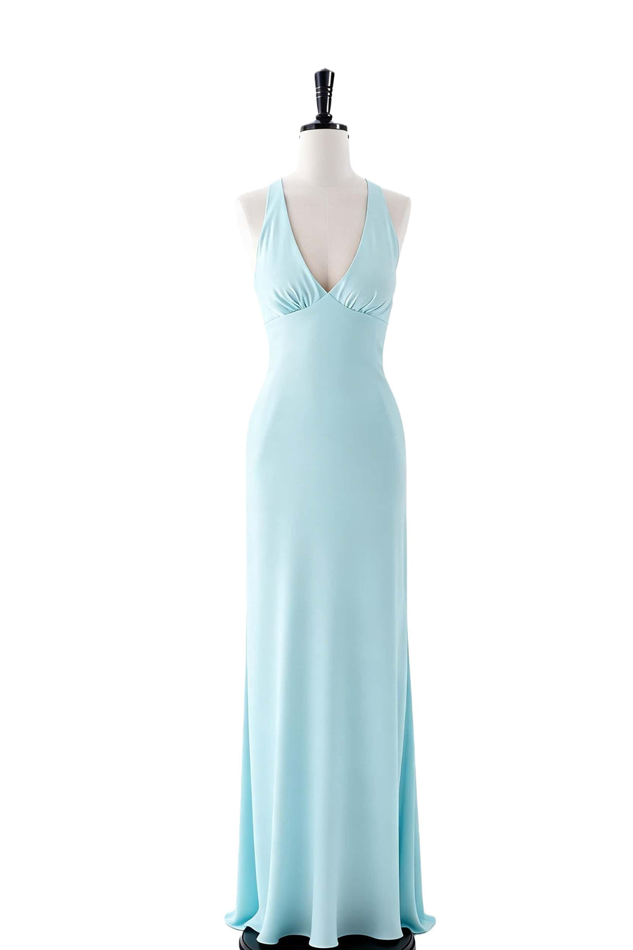 V Neck Blue Chiffon Long Maxi Dress