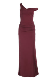 Two Piece Burgundy One Shoulder Fitted Dress