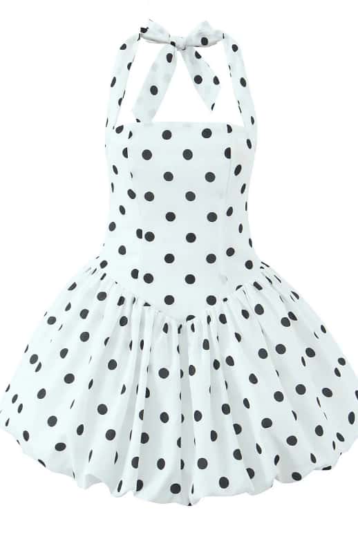 Halter Black A-line Short Bubble Dress