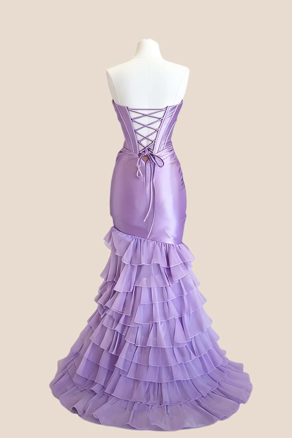 Knot Lavender Mermaid Ruffle Prom Dress