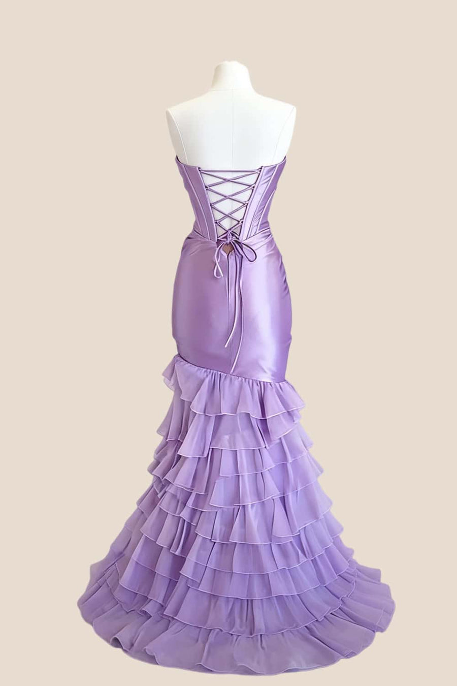 Knot Lavender Mermaid Ruffle Prom Dress