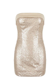 Golden Strapless Sequin Bodycon Mini Dress