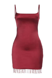 Black Straps Tight Short Dress with Tassel