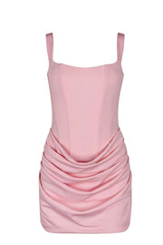 Brown Square Neck Ruched Tight Short Dress
