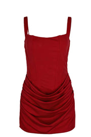 Brown Square Neck Ruched Tight Short Dress